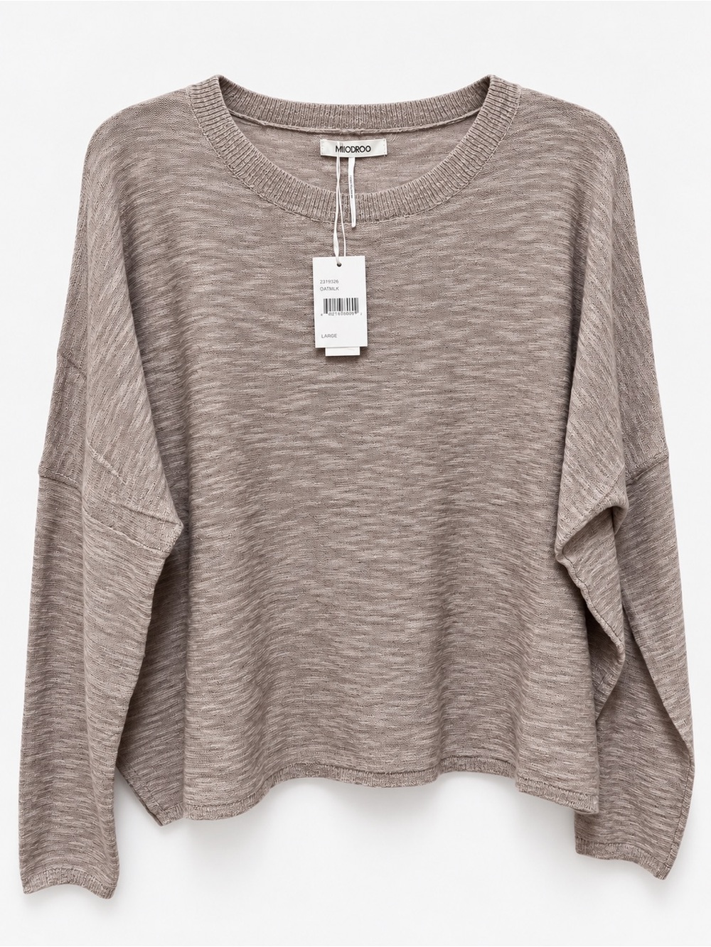 MioDroo Taupe Crewneck Knit Sweatshirt